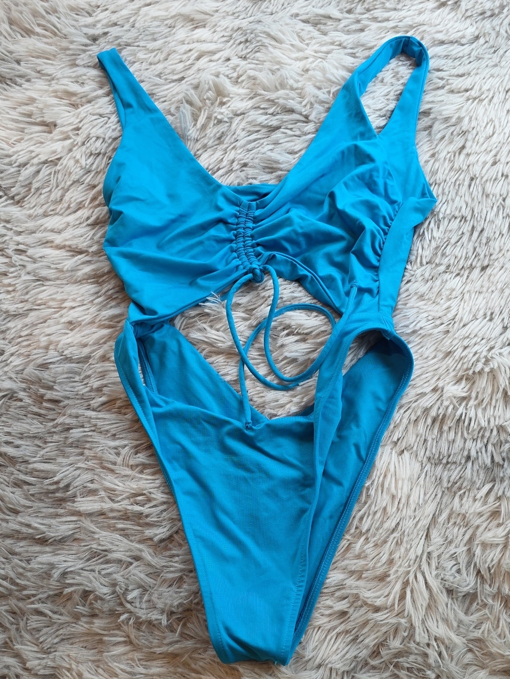 Ruched Front One-Piece Swimsuit in Bright Blue